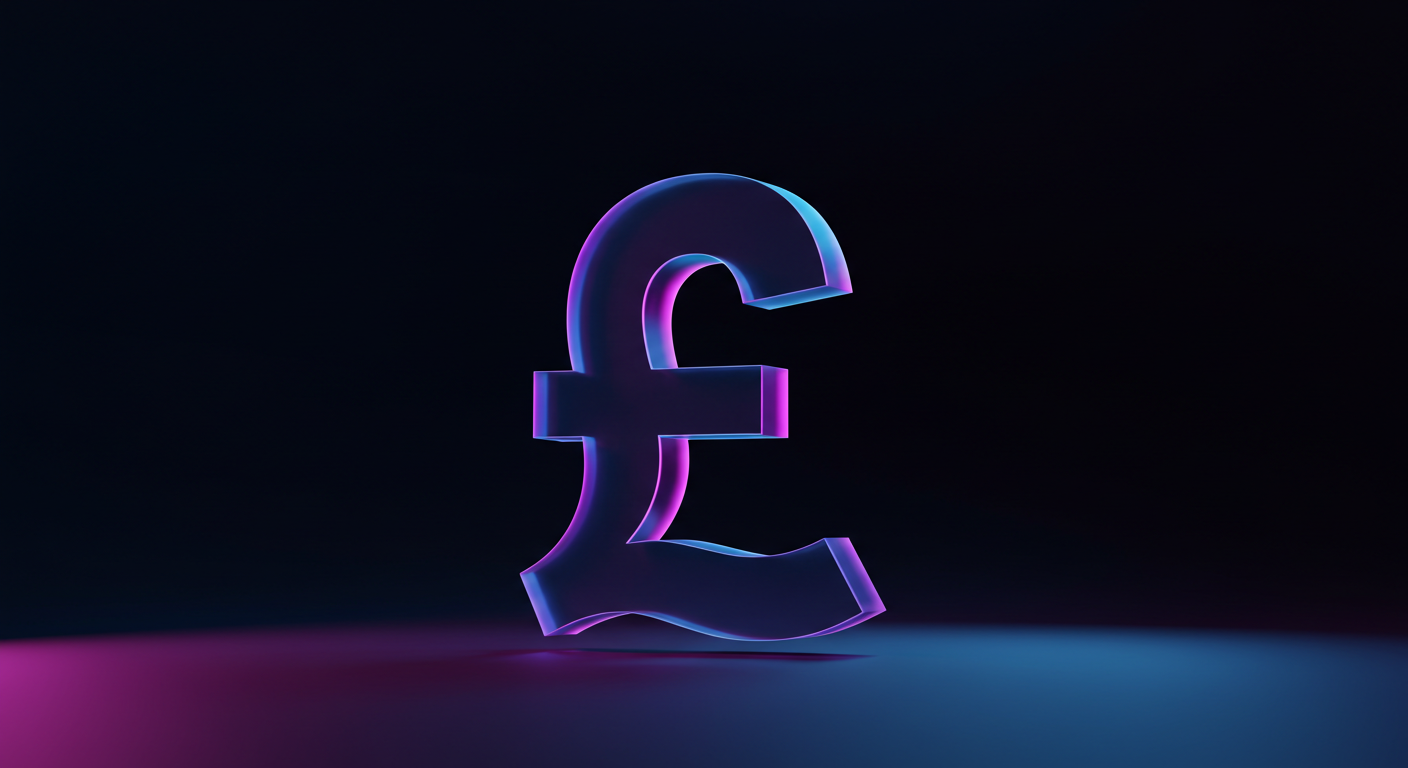 3D glowing euro (€) symbol in blue and magenta neon lighting against a dark gradient background, conveying the euro currency concept